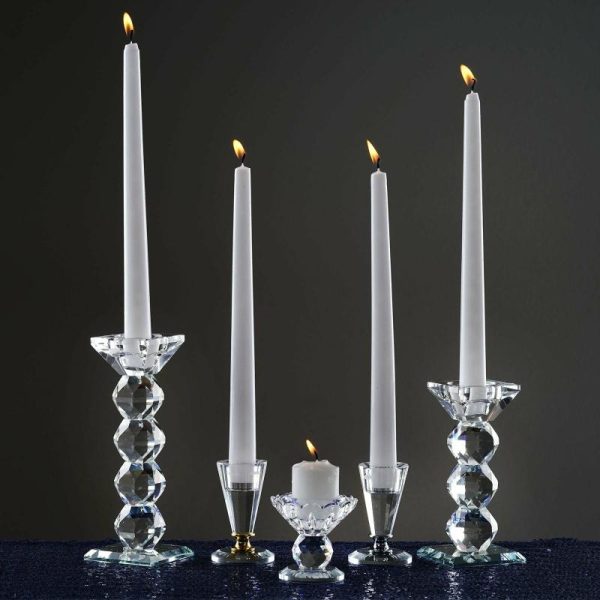 Floor Vase & Candelabra |   6″ Tall Gemcut Premium Crystal Glass Votive Candle Holder Stand Event Props Floor Vase & Candelabra