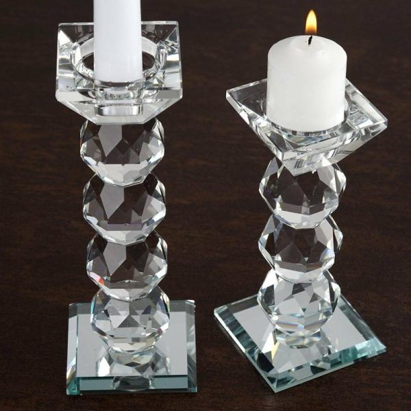 Floor Vase & Candelabra |   6″ Tall Gemcut Premium Crystal Glass Votive Candle Holder Stand Event Props Floor Vase & Candelabra