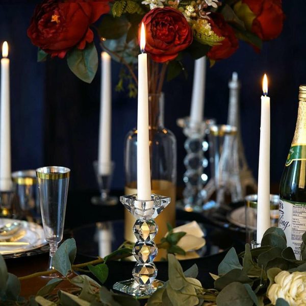 Floor Vase & Candelabra |   6″ Tall Gemcut Premium Crystal Glass Votive Candle Holder Stand Event Props Floor Vase & Candelabra