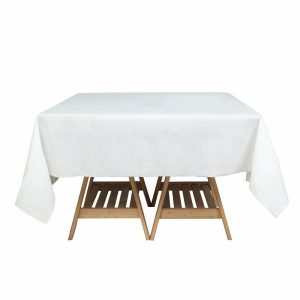 Disposable Table Cover |   5 Pack White Square Plastic Table Covers in Lace Design, 65″x65″ PVC Waterproof Disposable Tablecloths Disposable Table Cover Disposable Table Cover