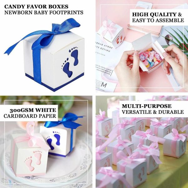 Favor Bags & Boxes |   25 Pack 2″ Pink Footprint Baby Shower Party Favor Candy Gift Boxes Favor Bags & Boxes Favor Bags & Boxes