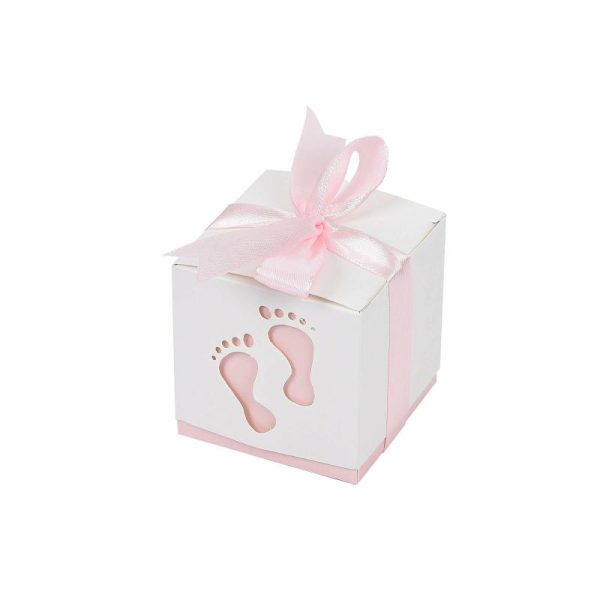 Favor Bags & Boxes |   25 Pack 2″ Pink Footprint Baby Shower Party Favor Candy Gift Boxes Favor Bags & Boxes Favor Bags & Boxes