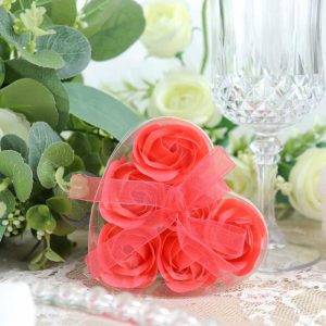 Favors & Gifts |   4 Pack 24 Pcs Coral Scented Rose Soap Heart Shaped Party Favors With Gift Boxes And Ribbon Favors & Gifts Favors & Gifts