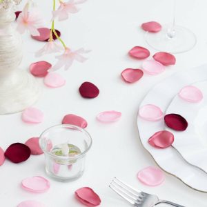 Wedding Accessories |   400 Pack Matte Dusty Rose Mix Life-Like Flower Petals, Silk Rose Petal Round Table Confetti Party Favors Dusty Rose