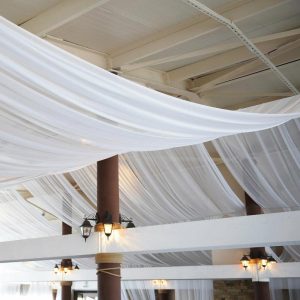 Event Fabrics |   5ftx32ft Premium White Chiffon Curtain Panel, Backdrop Ceiling Drapery With Rod Pocket Event Fabrics Event Fabrics