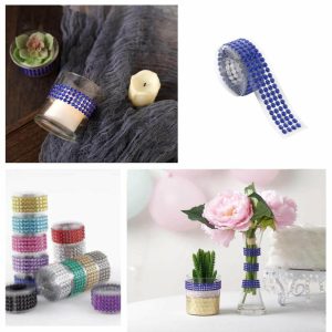 Trims & Diamond Rolls |   3ft Royal Blue Stick-On Rhinestone Tape, DIY Self Adhesive Diamond Gemstone Stickers Fabric Bolt & Trims Royal Blue