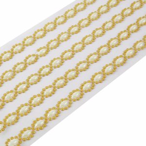 Trims & Diamond Rolls |   5 Strips Stick on Rhinestone Gems Oval Self Adhesive Diamond Rhinestone Stickers Gold Fabric Bolt & Trims Gold