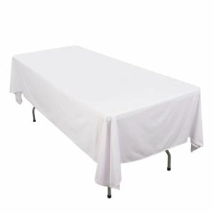 Commercial Grade Table Linens |   60″x102″ White Premium Scuba Wrinkle Free Rectangular Tablecloth, Seamless Scuba Polyester Tablecloth Commercial Grade Table Linens Commercial Grade Table Linens