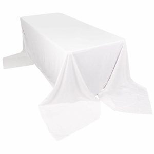 Commercial Grade Table Linens |   90″x156″ White Premium Scuba Wrinkle Free Rectangular Tablecloth, Seamless Scuba Polyester Tablecloth for 8 Foot Table With Floor-Length Drop Commercial Grade Table Linens Commercial Grade Table Linens