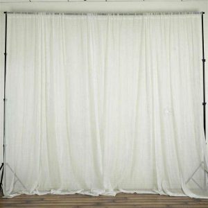 Event Fabrics |   2 Pack Ivory Sheer Chiffon Event Curtain Drapes, Inherently Flame Resistant Premium Organza Backdrop Event Panels With Rod Pockets – 10ftx10ft Event Fabrics Event Fabrics